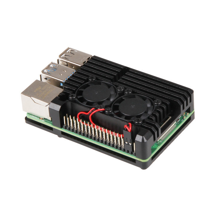Boîtier dissipateur ventilé équipé d'un Raspberry Pi 4
