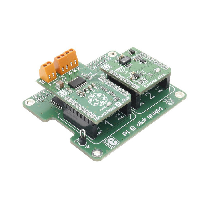 Exemple d'utilisation de la platine Pi3 avec une Raspberry et des click Board