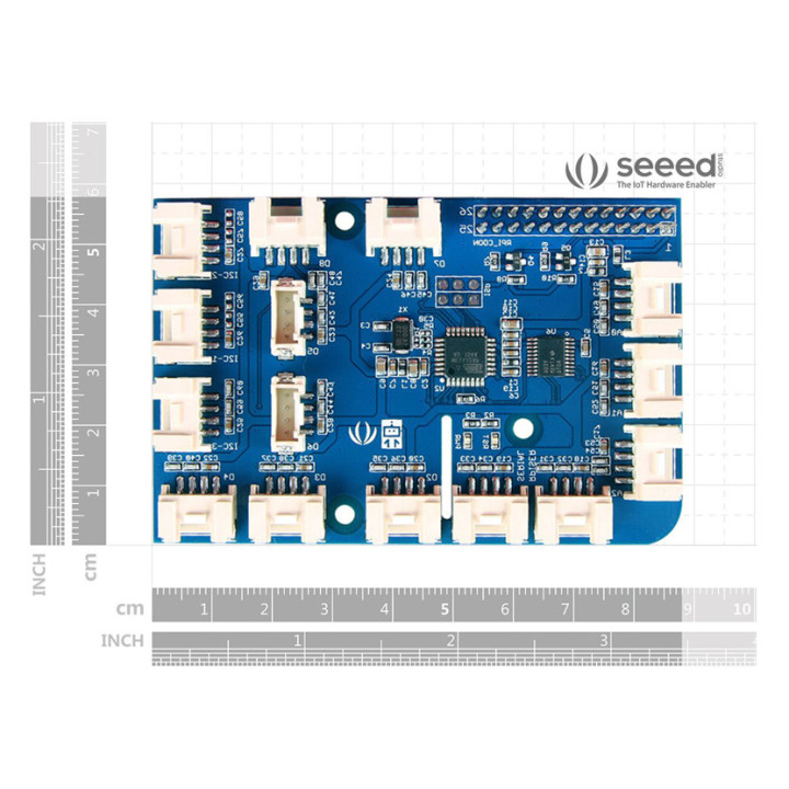 Dimensions de la platine d'interface Grove Pi+ pour Raspberry 103010002
