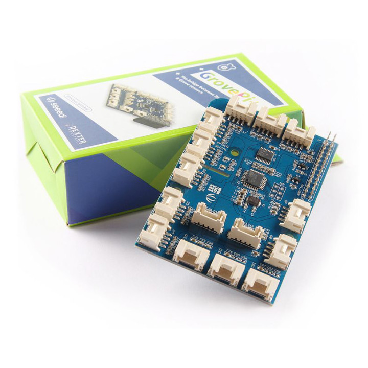 La platine d'interface Grove Pi+ pour Raspberry et son boitier