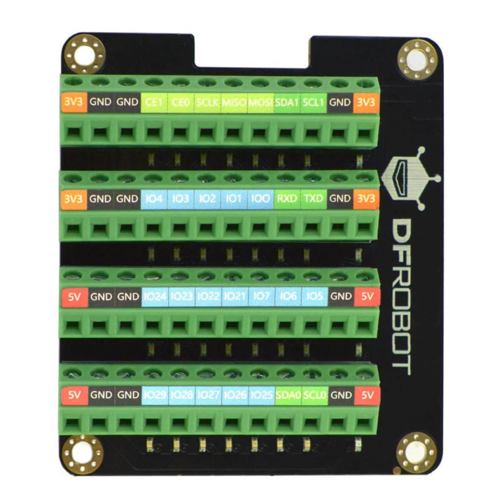 Vue de face du module HAT borniers à vis pour Raspberry Pi
