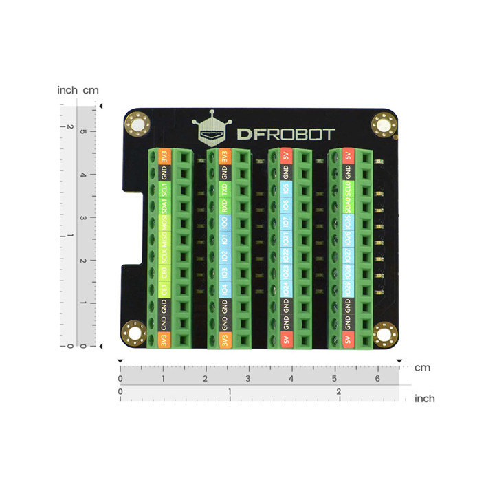Dimensions du module HAT borniers à vis pour Raspberry Pi