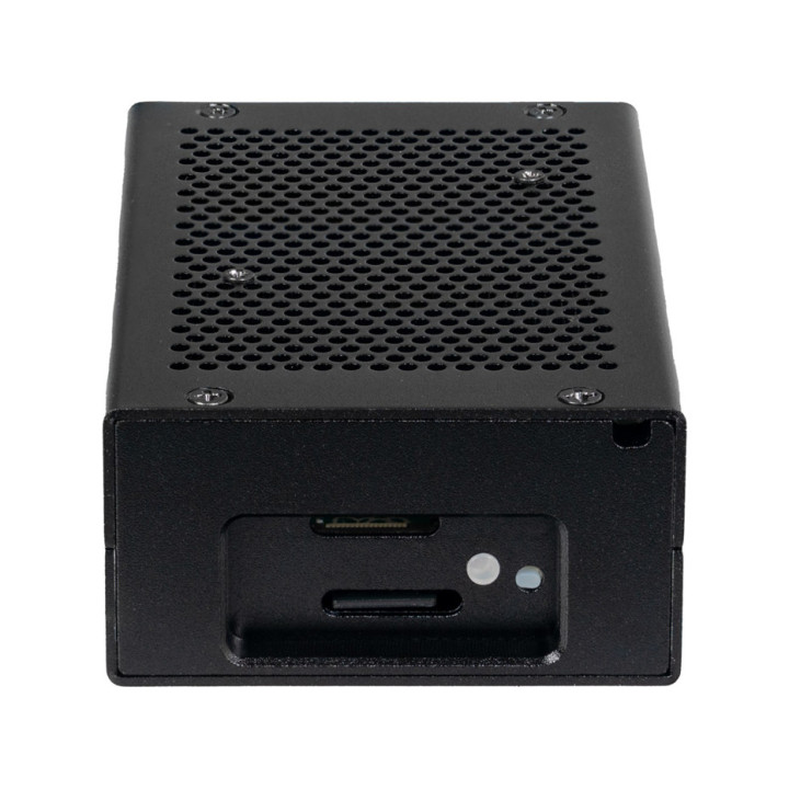 Vue arrière du boitier aluminium ventilé pour Raspberry Pi 5