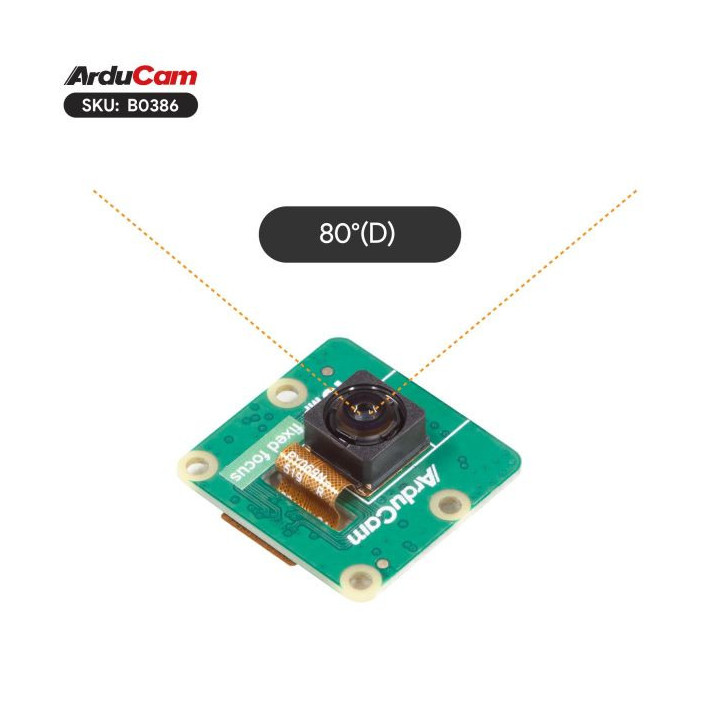 Angle de vue de la caméra Noir 16 Mpx IMX519 B0386 pour Raspberry Pi