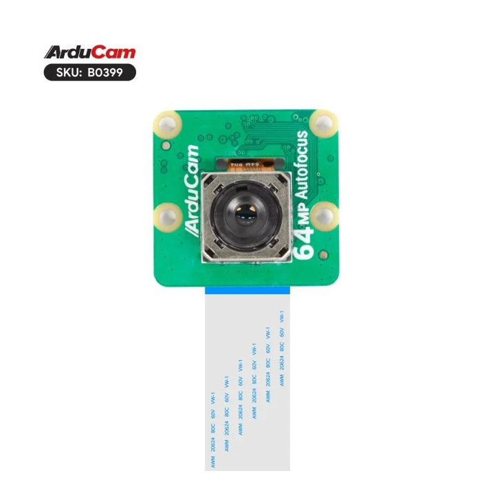 Vue avant de la caméra Autofocus 64 Mpx B0399 pour Raspberry Pi