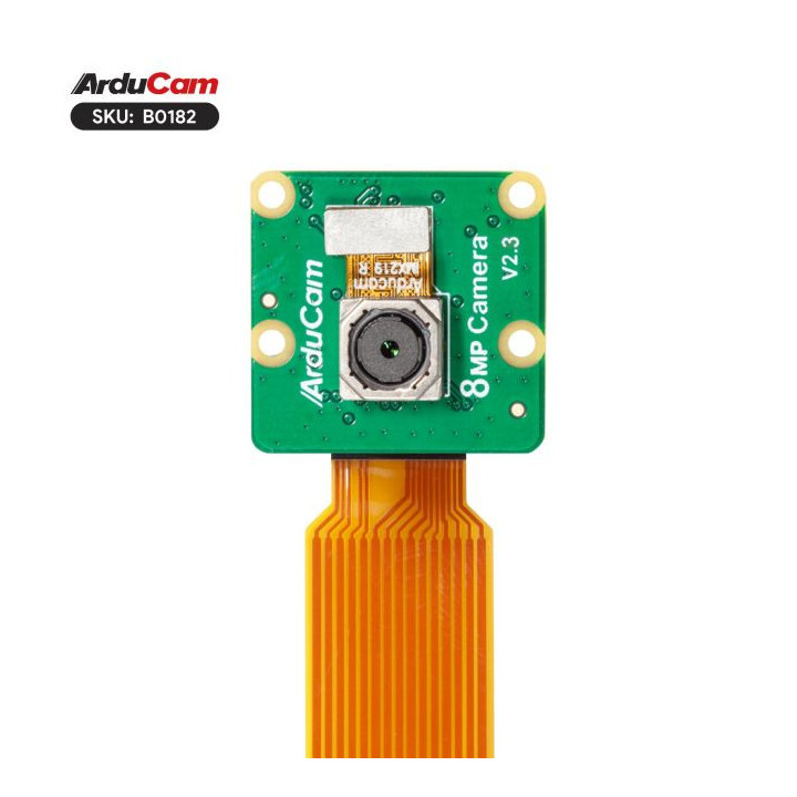 La caméra couleur ArduCAM Auto Focus IMX219 - B0182 insérée dans la caméra officielle de la Raspberry