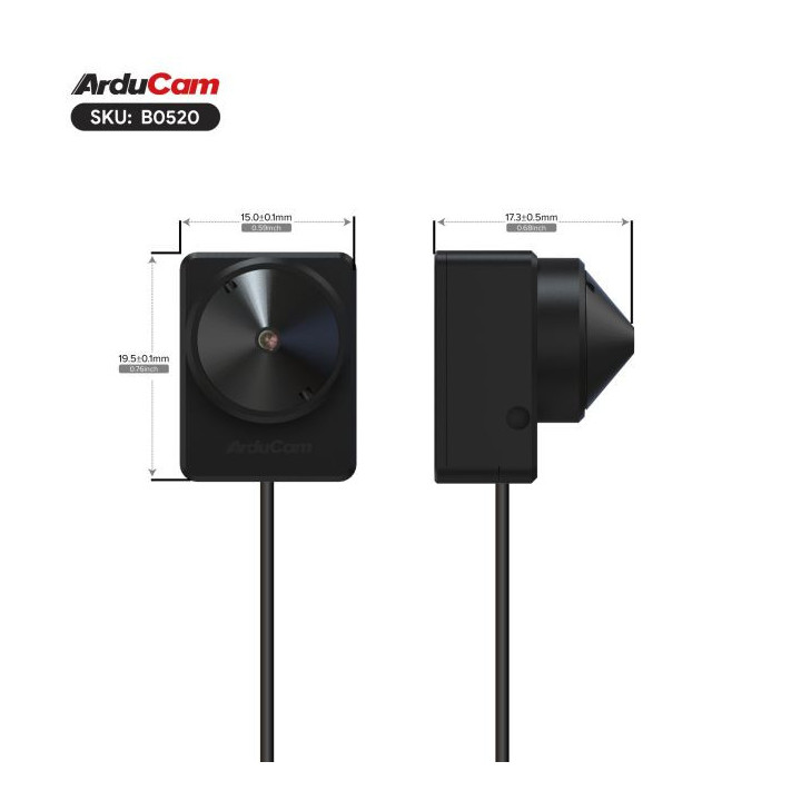 Dimensions de la caméra couleur 2 MP USB ArduCAM IMX291B