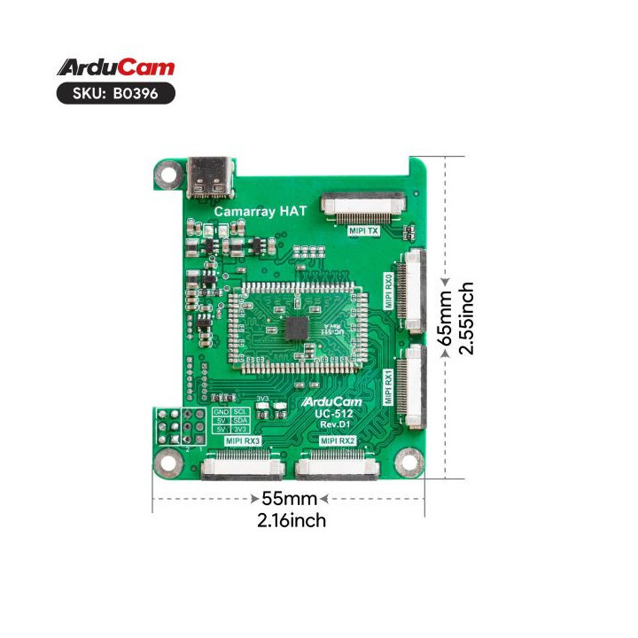 Platine Kit Arducam HAT 4 caméras 8 MP pour Raspberry