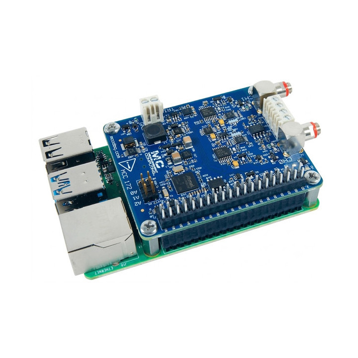 Platine Raspberry équipée de la platine DAQ HAT MCC172 - Mesure IEPE