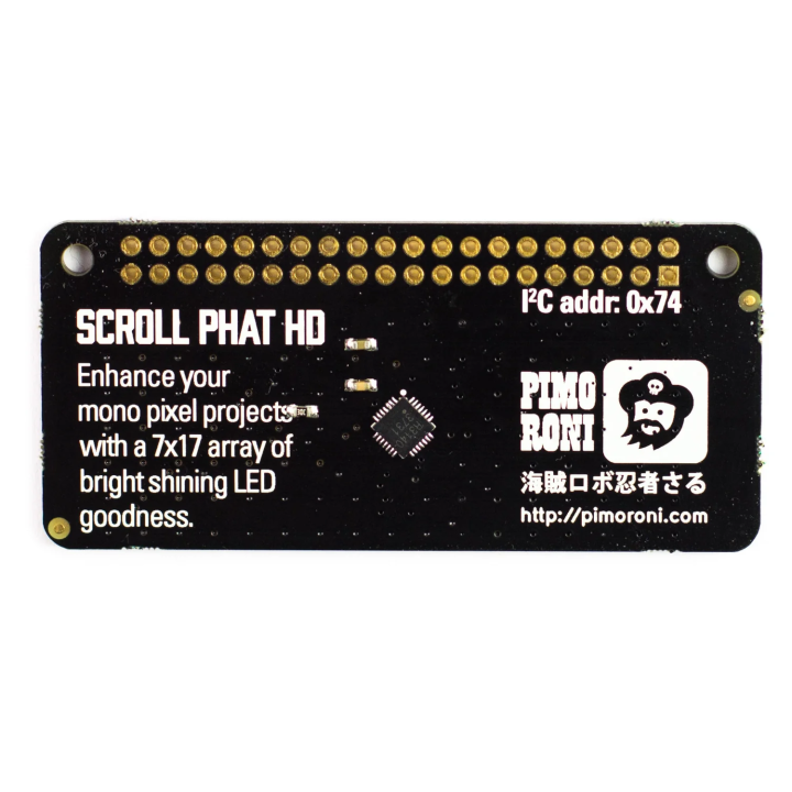 Vue arrière du module Pimoroni Scroll pHAT HD pour Raspberry