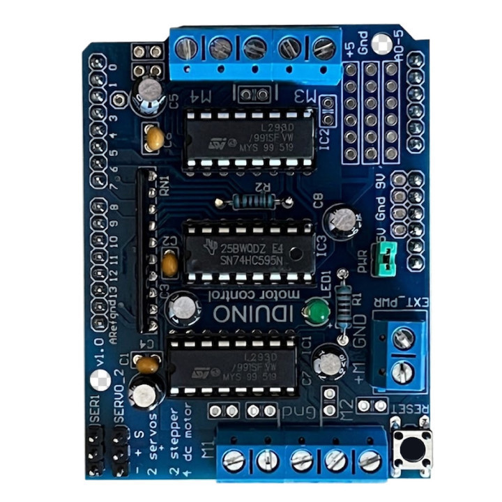 Vue de dessus de la carte Shield contrôleur de moteurs