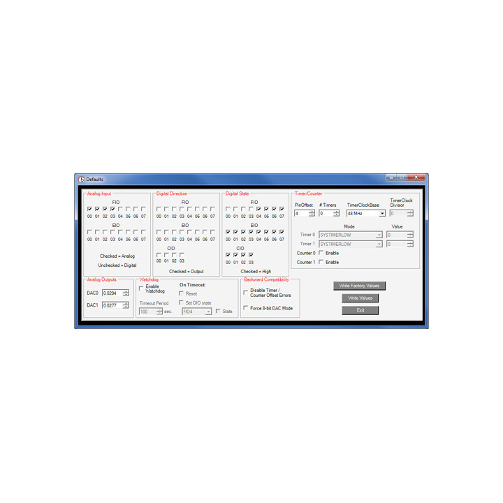 Logiciel de test pour la platine d'interface OEM LabJack U3-HV