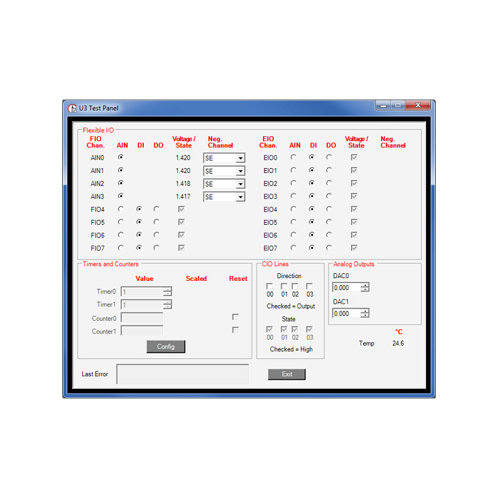 Logiciel pour la platine d'interface OEM LabJack U3-HV