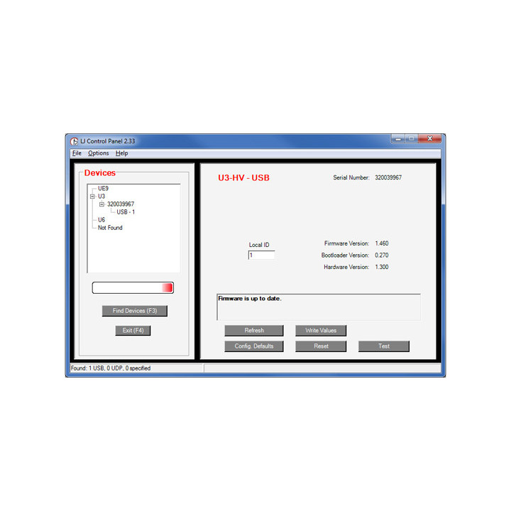 Logiciel de connexion pour la platine d'interface OEM LabJack U3-HV
