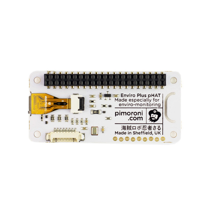 Vue arrière de la platine Shield environnemental Enviro+ PIM458 pour Raspberry