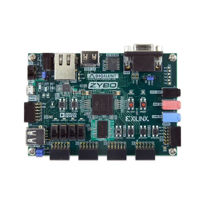 Vue de dessus de la platines Zybo Z7 : Zynq-7000 ARM/FPGA SoC