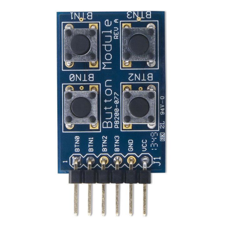 Vue de face du module PmodBTN 4 bouton-poussoirs