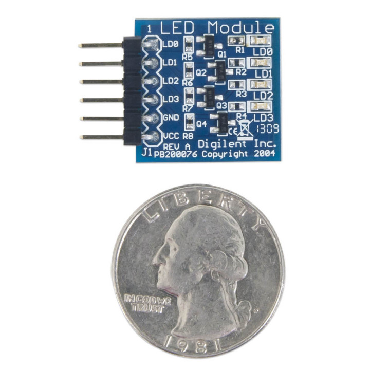 Détail du module PmodLED 4 Leds de visualisation