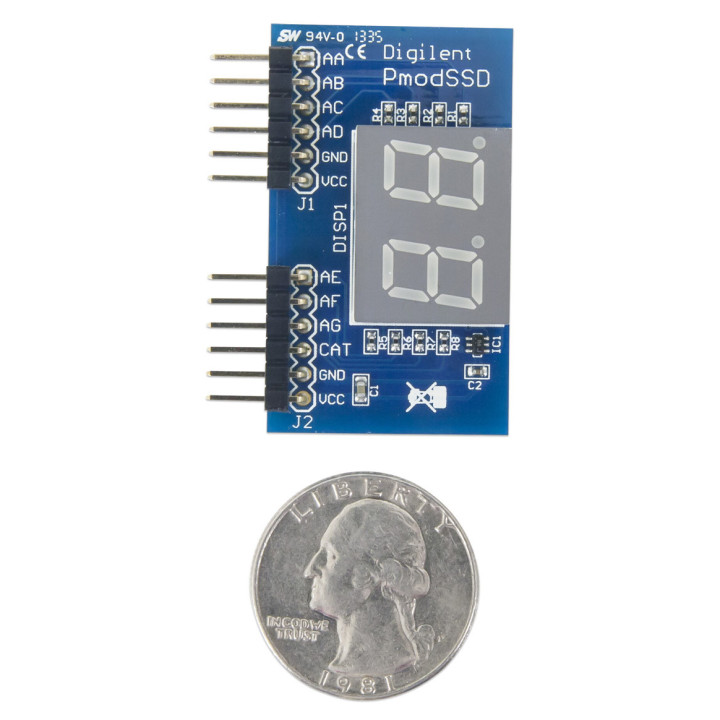 Détail du module PmodSSD double afficheur 7 segments à leds