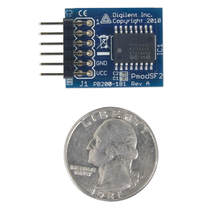 Détail du module PmodSF2 mémoire Flash PCM série