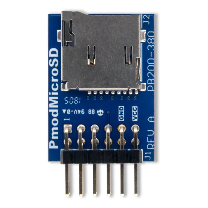 Vue de dessus du module PmodMSD pour carte mémoire MicroSD™