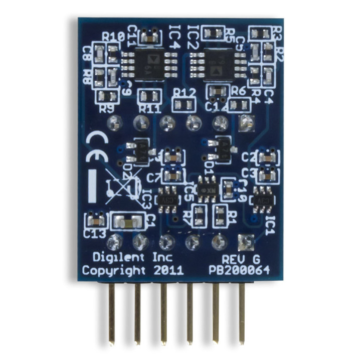Vue arrière du module PmodAD1 - convertisseurs (A/N) ADCS7476MSPS