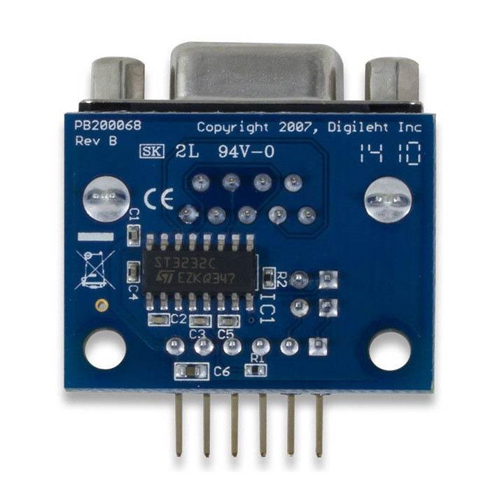 Vue arrière du module PmodRS232 - Interface RS232