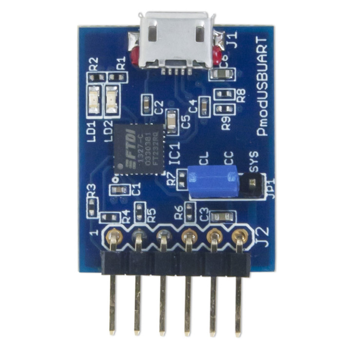 Face avant du module PmodUSBU - Interface USB - RS232