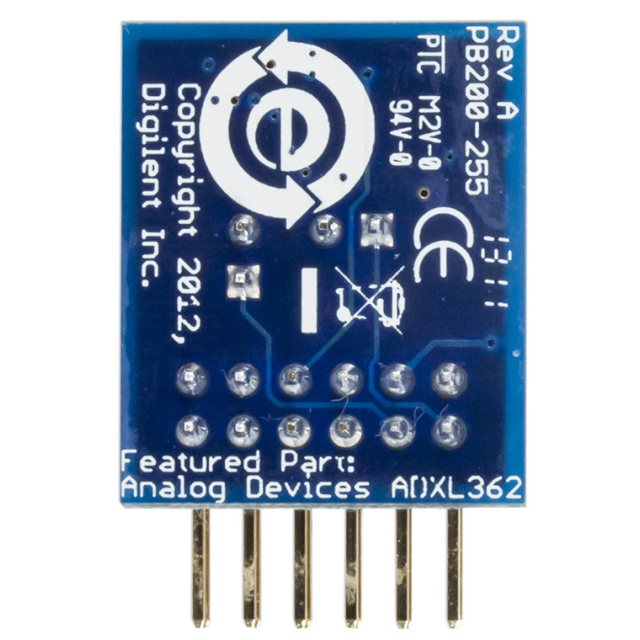 Vue face arrière du module PmodAC2L - accéléromètre 3 axes ADXL362