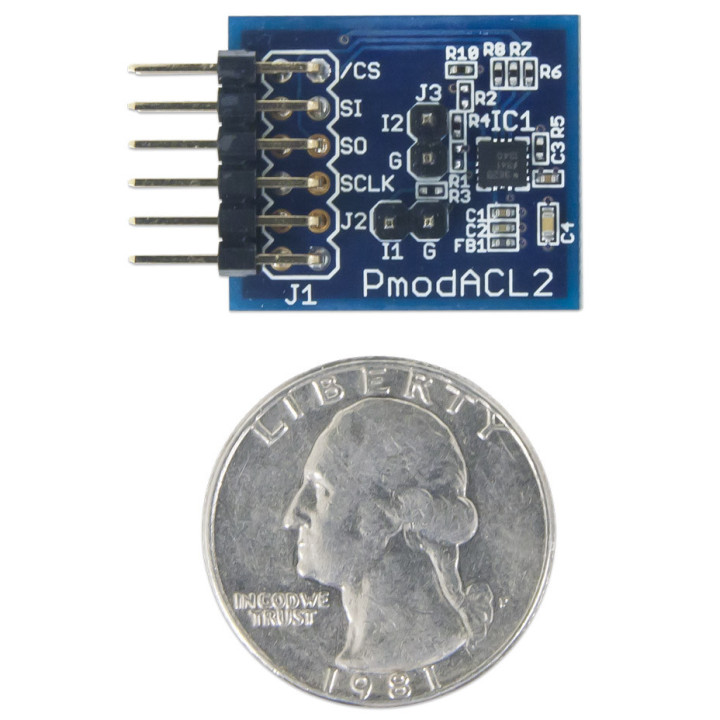 Détail du module PmodAC2L - accéléromètre 3 axes ADXL362