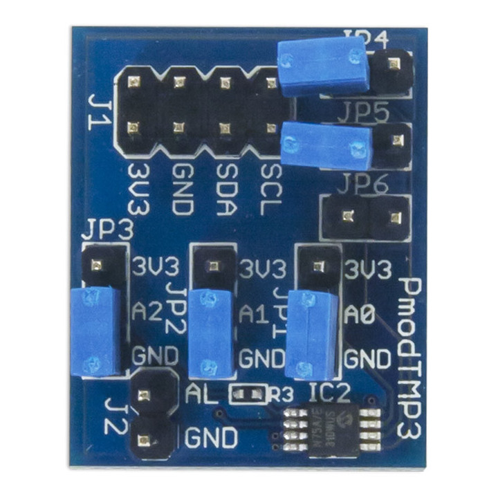 Vue de face du module PmodTMP3 - thermomètre TCN75AVUA