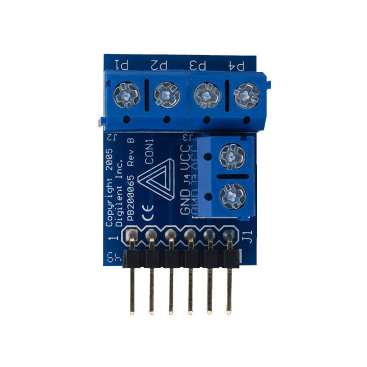 Vue de face du module PmodCON1 - connecteurs sur bornier