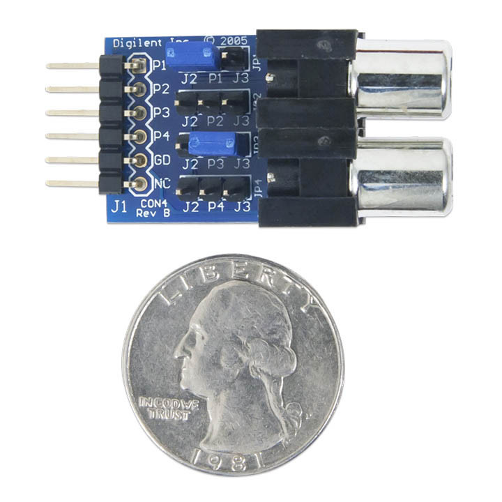 Détail du module PmodCON4 - connecteurs RCA