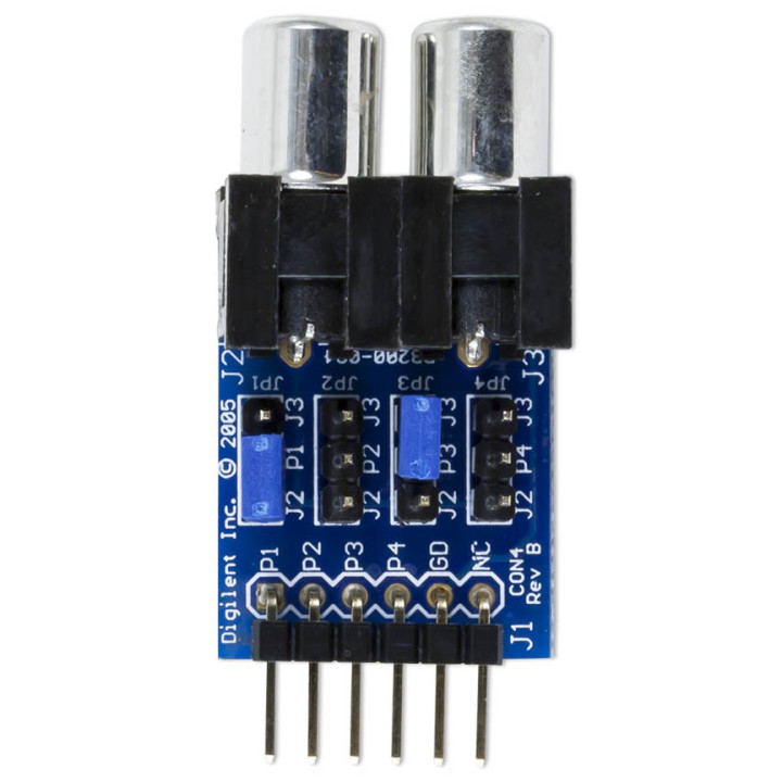 Vue de face du module PmodCON4 - connecteurs RCA