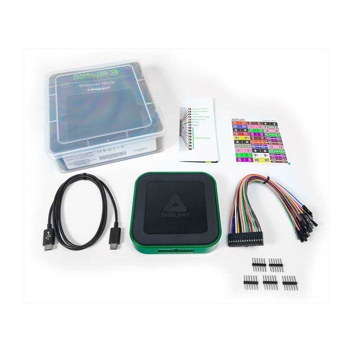 Contenu livré pour le boîtier Digilent Analog Discovery 3