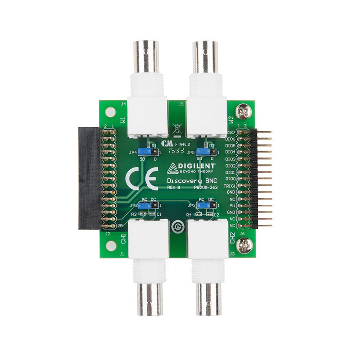 Vue de dessus de la platine BNC Adapter Board pour Analog Discovery 3