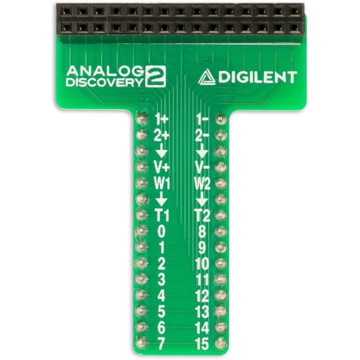 Vue de face de la platine Breadboard Breakout pour Analog Discovery 2 et 3