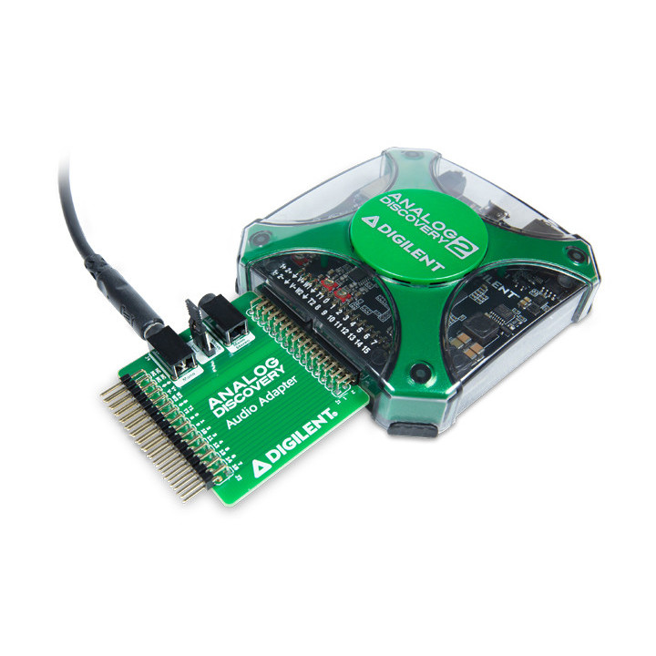 Exemple d'utilisation de la platine Audio Adapter avec un boitier Analog Discovery 2