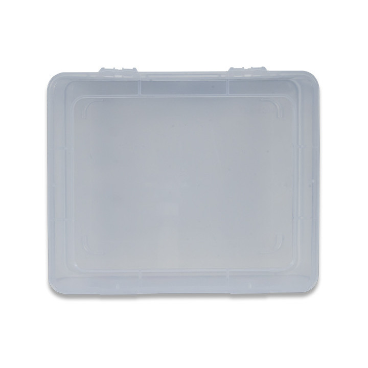 Boîte de rangement 18 cm transparente en plastique vue de haut