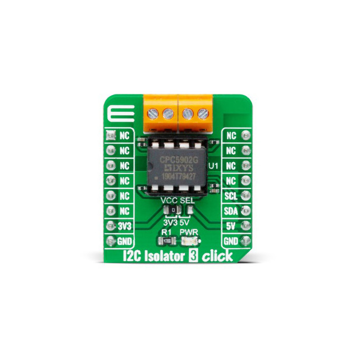 Vue de face du module Isolateur de bus I2C Isolator 3 Click - MIKROE-4467