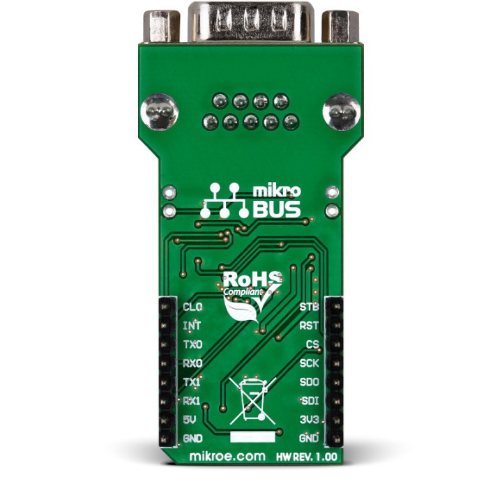 Vue arrière du module MCP25625 Click - MIKROE-2228