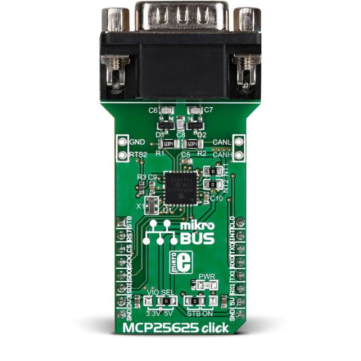 Vue de la face avant du module MCP25625 Click - MIKROE-2228