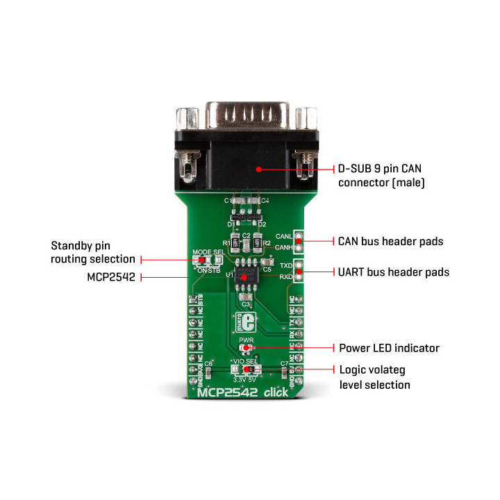 Détail du module MCP2542 Click - MIKROE-2299