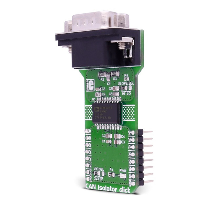 Vue sur le côté du module CAN Isolator click - MIKROE-2627