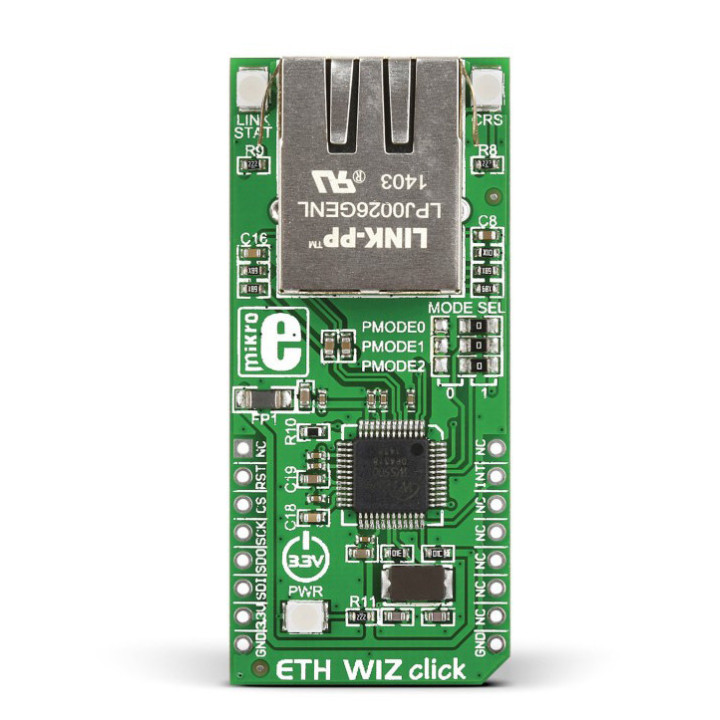 Vue de face du module ETH WIZ click - MIKROE-1718