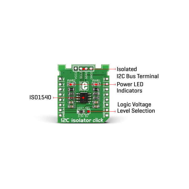Caractéristiques du module isolateur de bus I2C Isolator Click - MIKROE-1878
