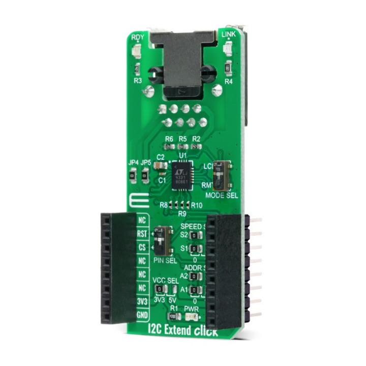 Vue de côté du module I2C Extend Click - MIKROE-4207