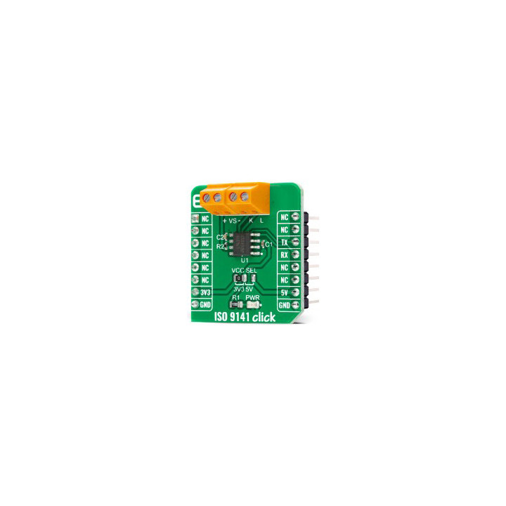 Vue de côté du module d'interface ISO 9141 Click - MIKROE-4331
