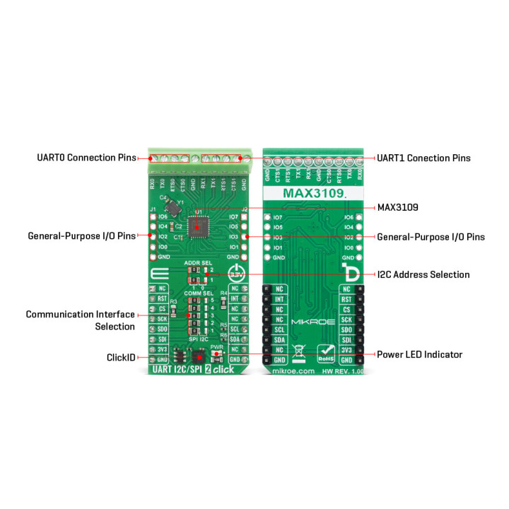 Détail du module UART I2C/SPI 2 - MIKROE-6827