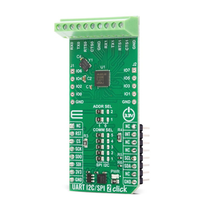 Vue de côté du module UART I2C/SPI 2 - MIKROE-6827